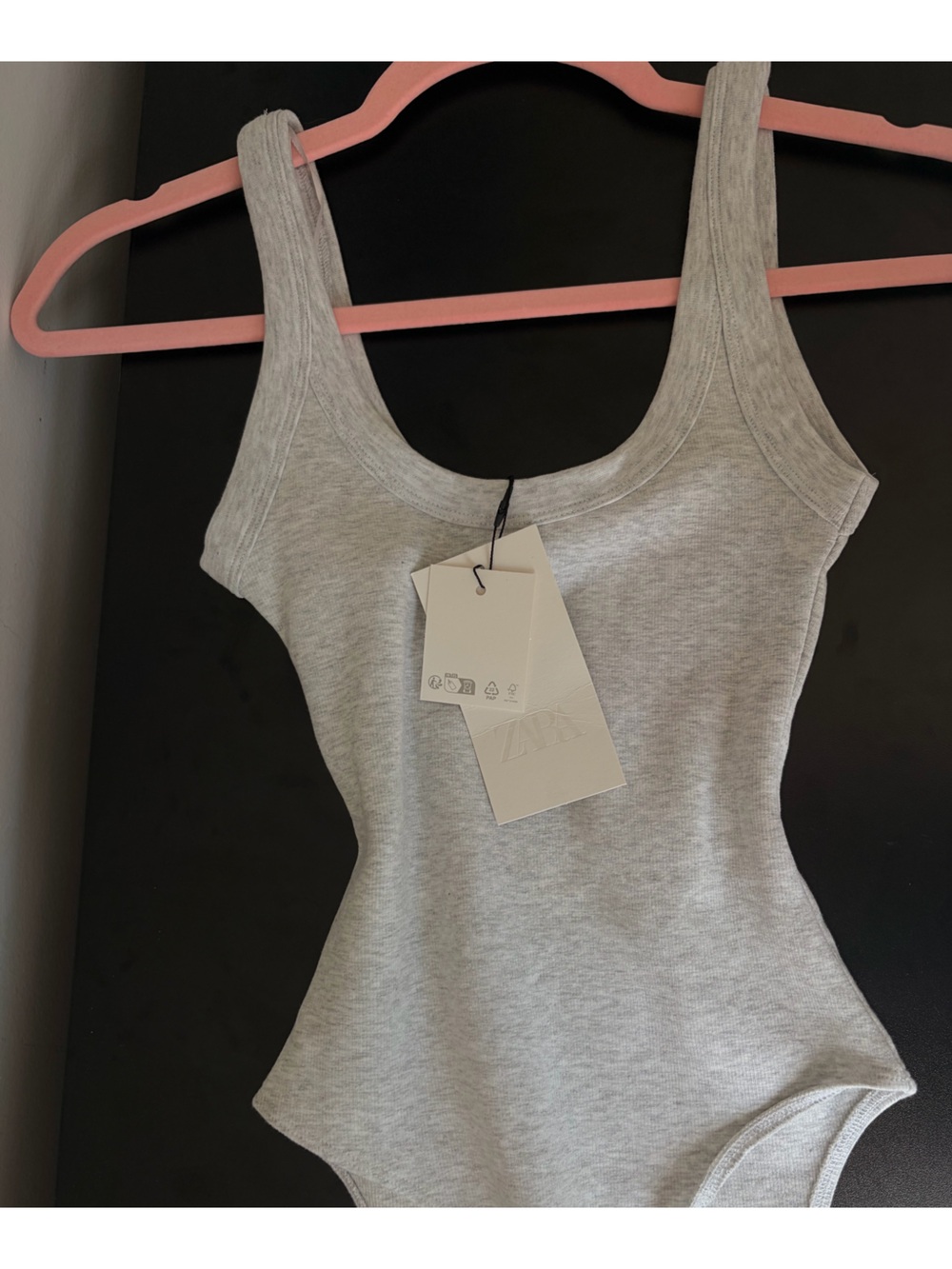 Zara Light Gray Ribbed Body Suit